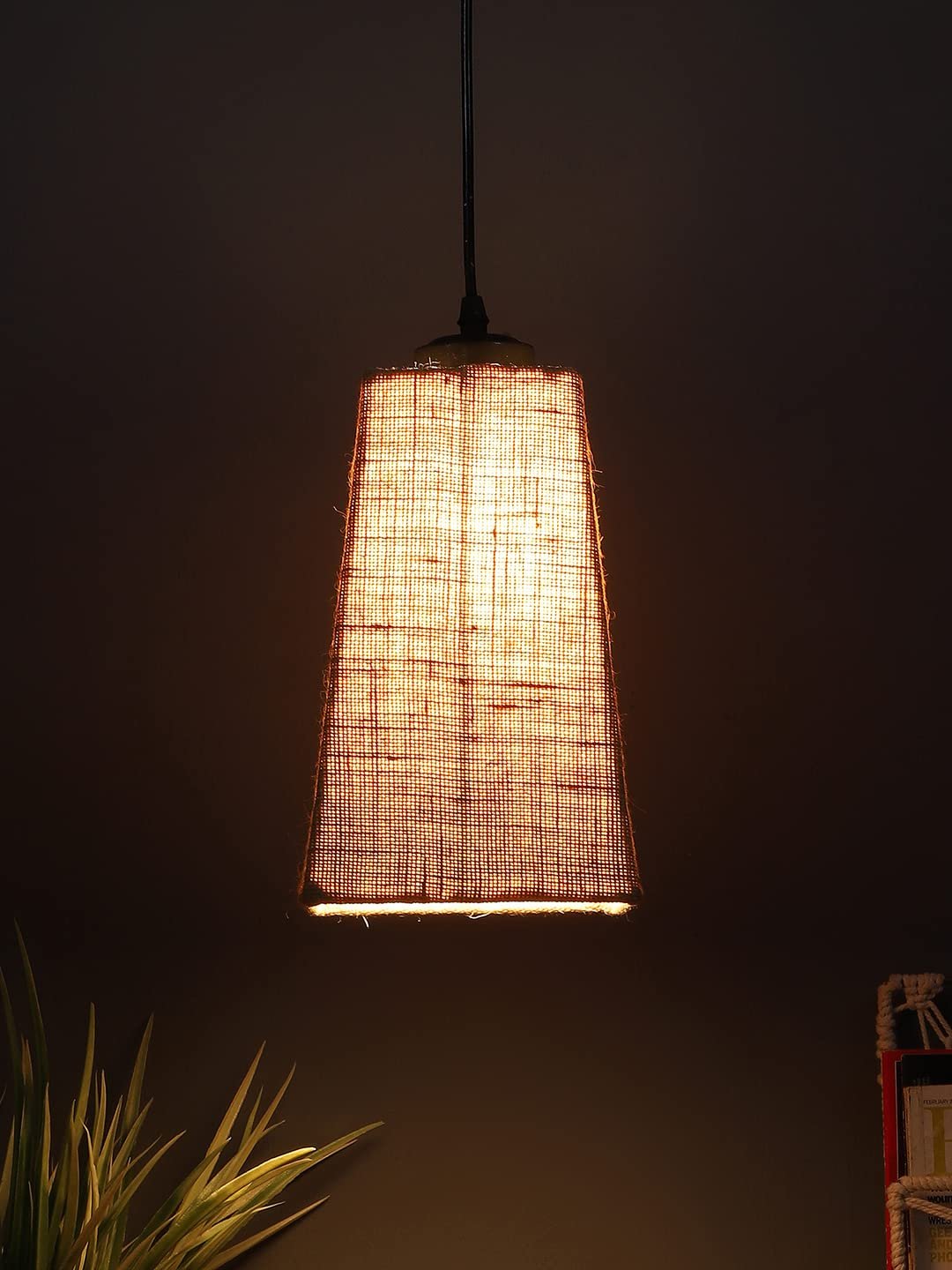 Beige Jute Pyramid Hanging Lamp (SH38)