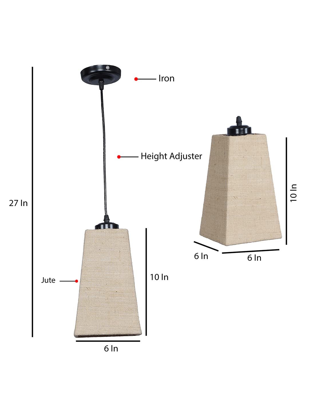 Beige Jute Pyramid Hanging Lamp (SH38)