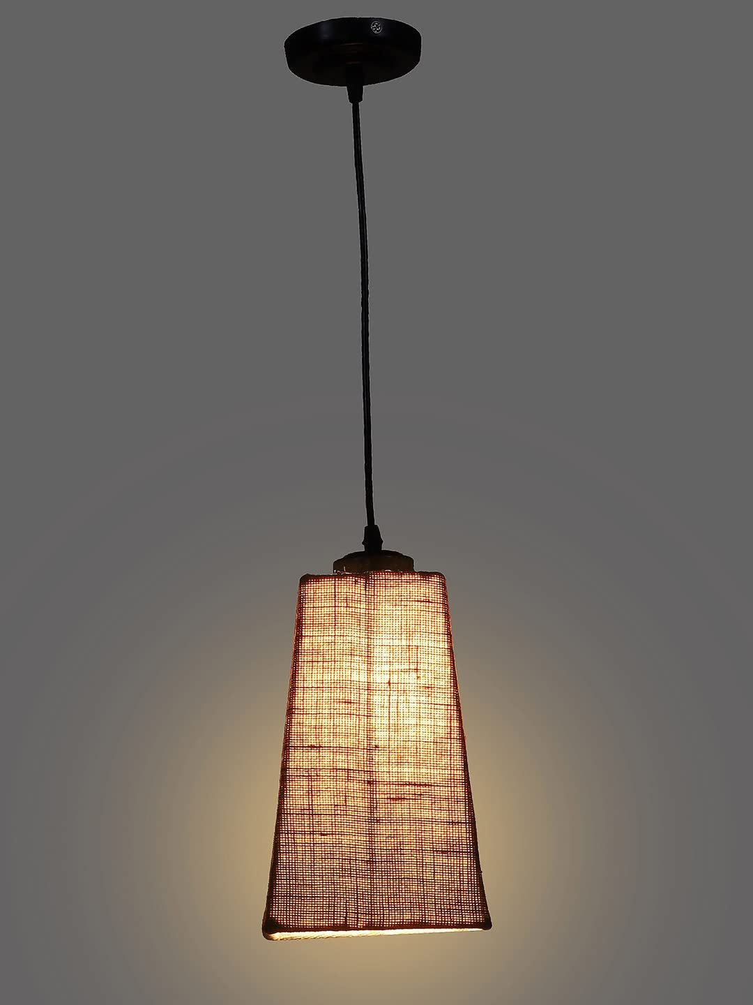 Beige Jute Pyramid Hanging Lamp (SH38)