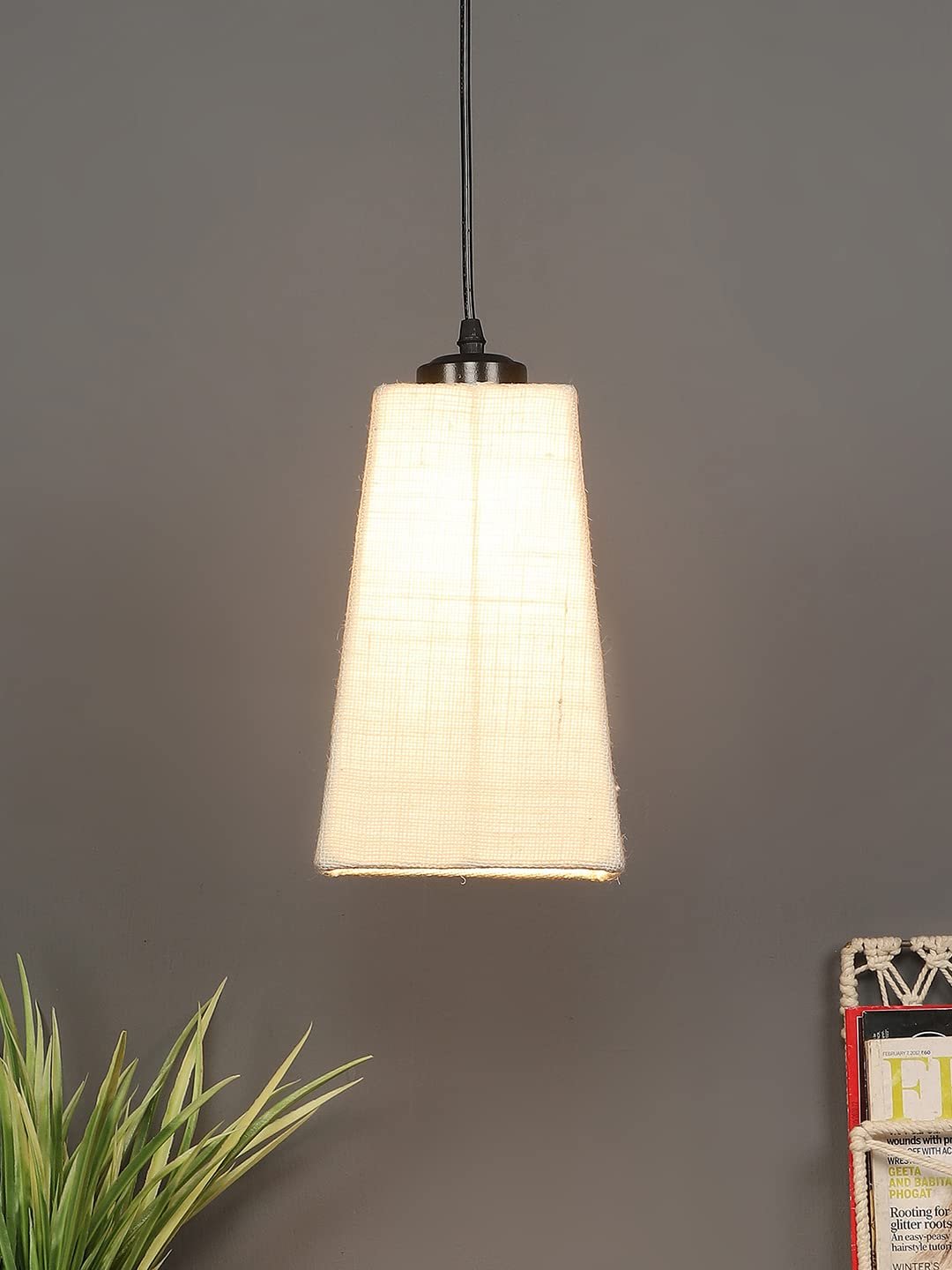 White Jute Pyramid Hanging Lamp (SH39)