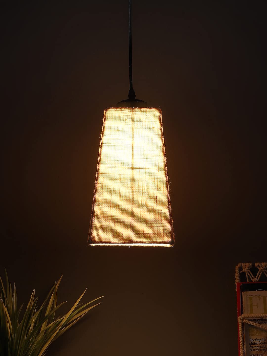 White Jute Pyramid Hanging Lamp (SH39)
