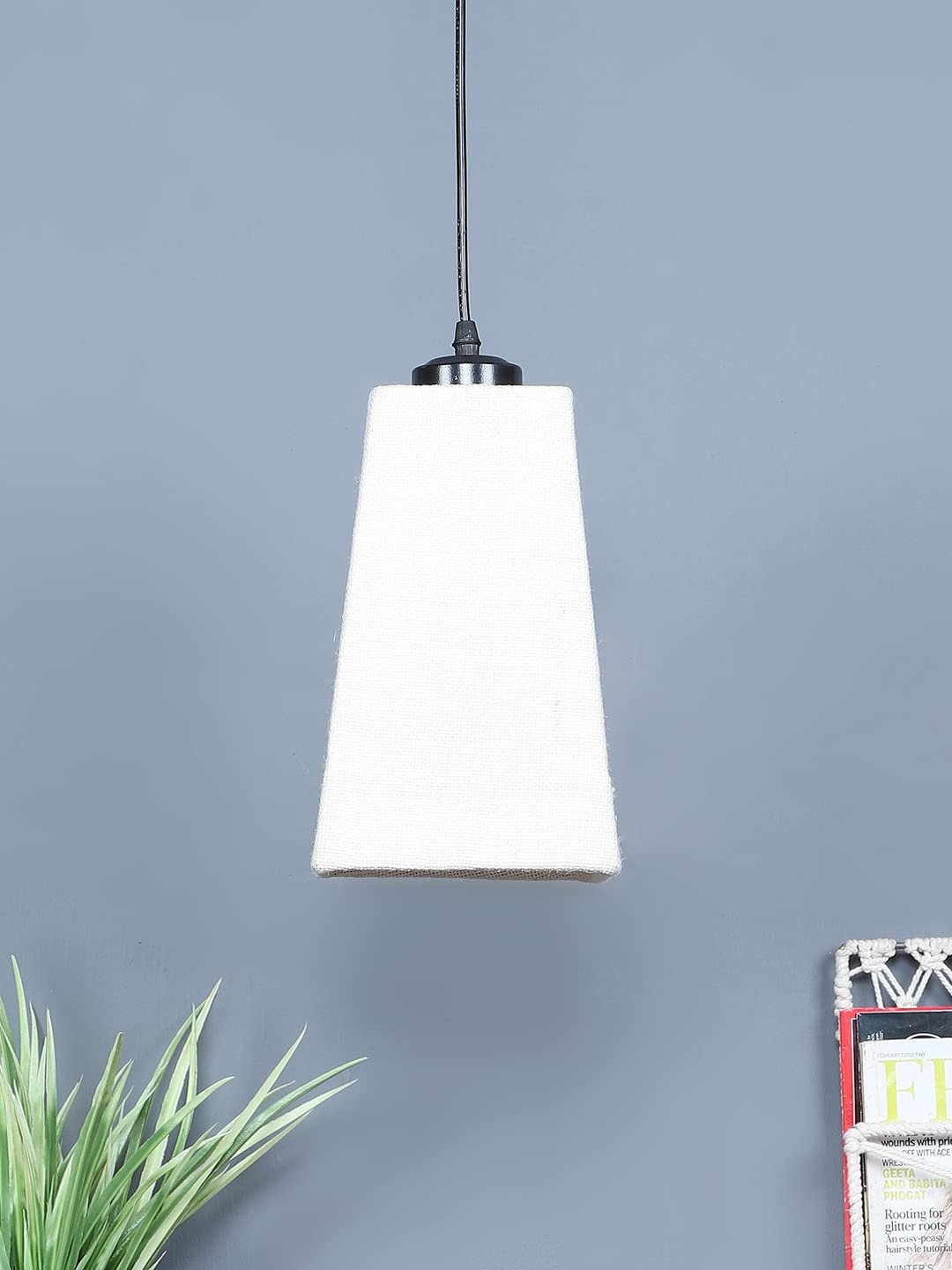 White Jute Pyramid Hanging Lamp (SH39)