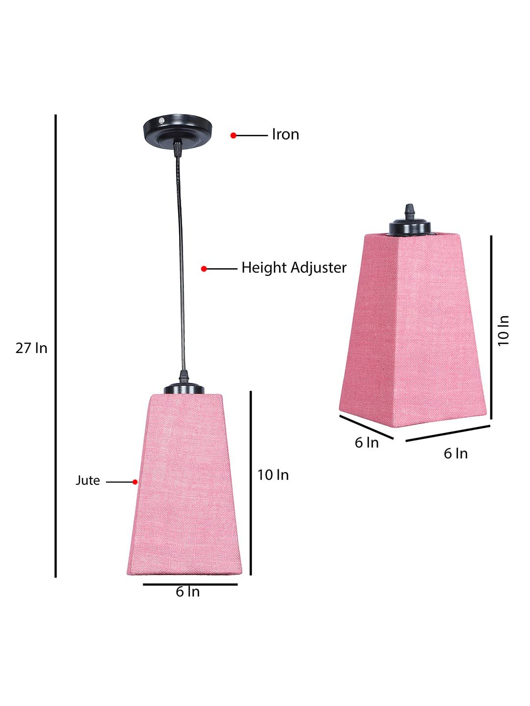 Pink Jute Pyramid Hanging Lamp (SH40)