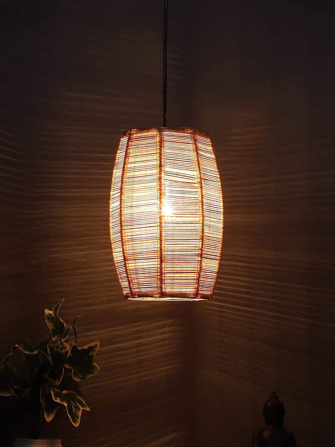 Natural Bamboo Dholak Hanging Lamp (SH46)