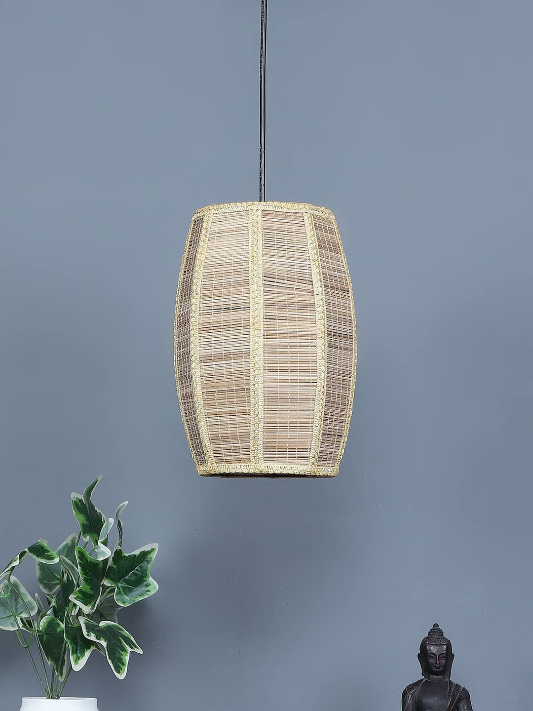 Natural Bamboo Dholak Hanging Lamp (SH46)