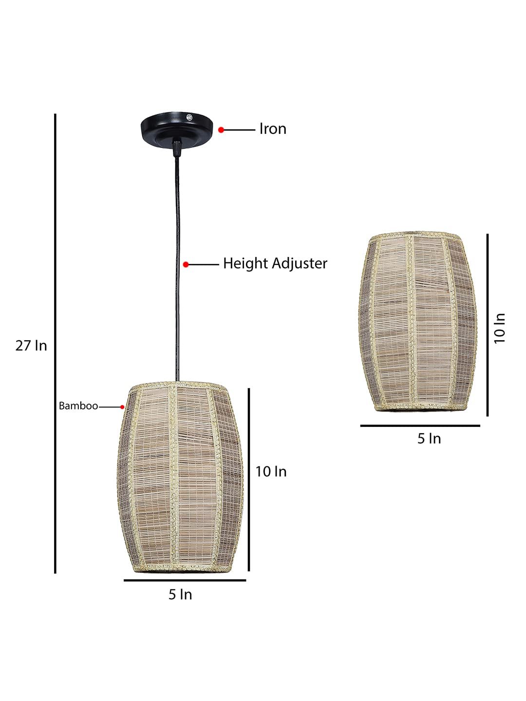 Natural Bamboo Dholak Hanging Lamp (SH46)