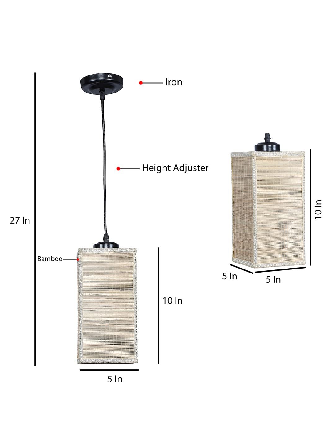 Natural Square Bamboo Hanging Lamp (SH48)