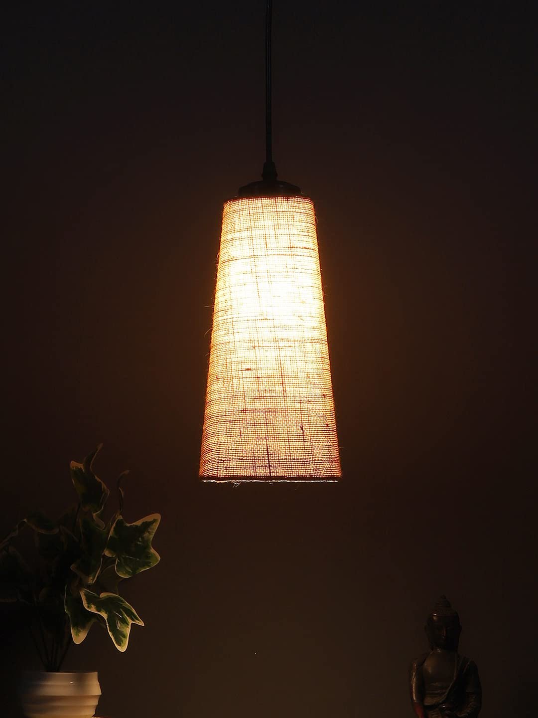 Beige conical Jute Hanging lamp