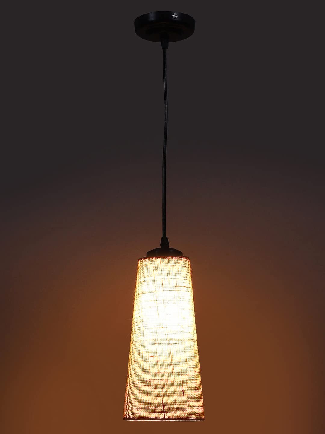 Beige conical Jute Hanging lamp