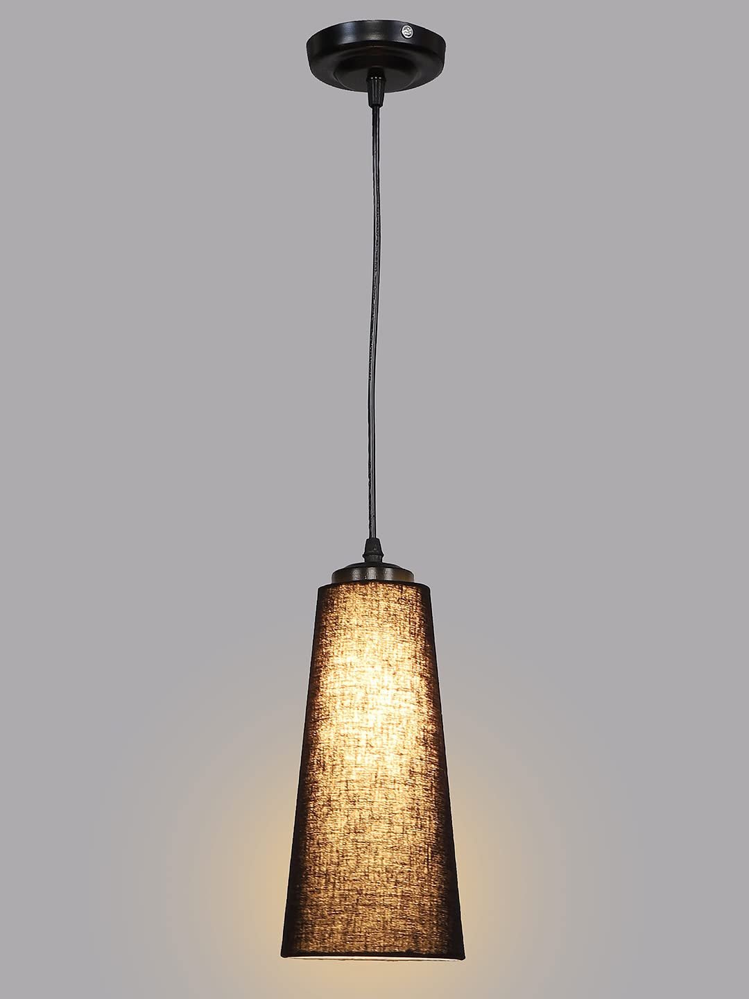 Black conical Cotton Hanging lamp