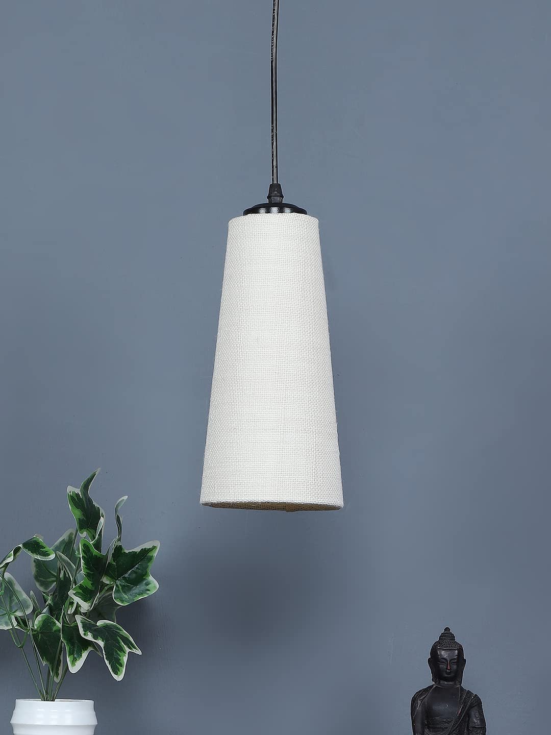 White conical Jute Hanging lamp