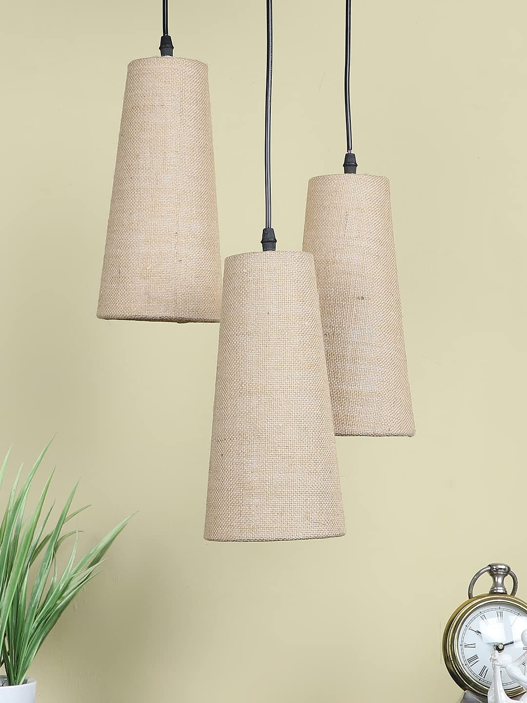 Beige conical Jute Cluster Hanging lamp