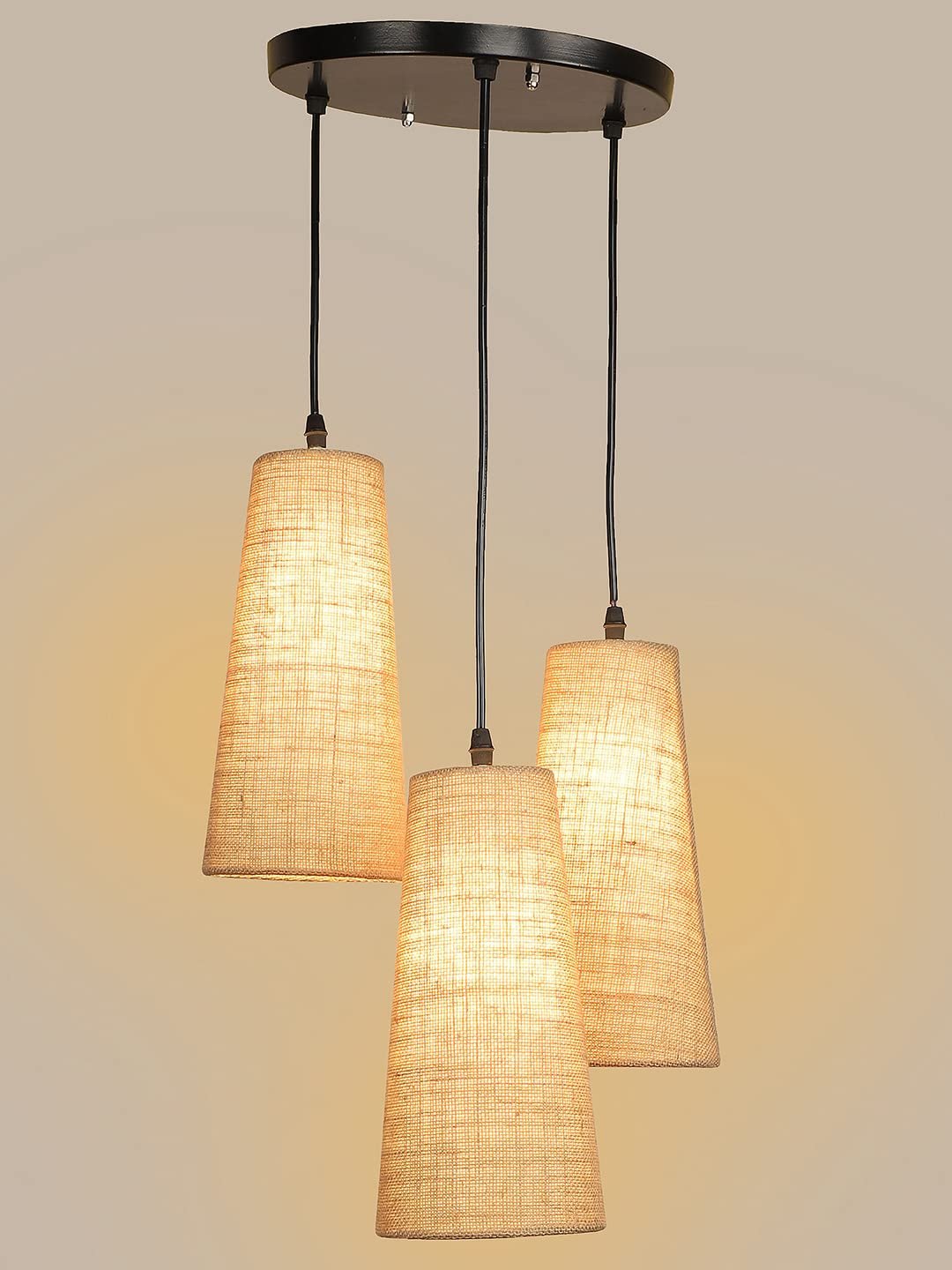 Beige conical Jute Cluster Hanging lamp