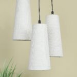 White conical Jute Cluster Hanging lamp