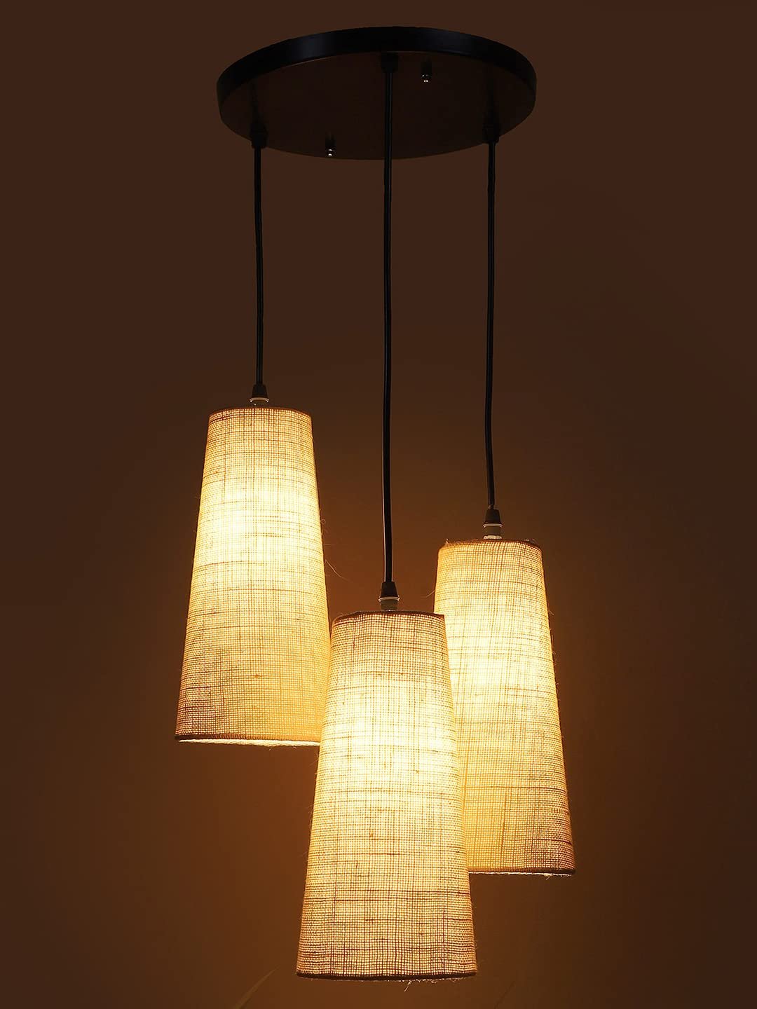 White conical Jute Cluster Hanging lamp