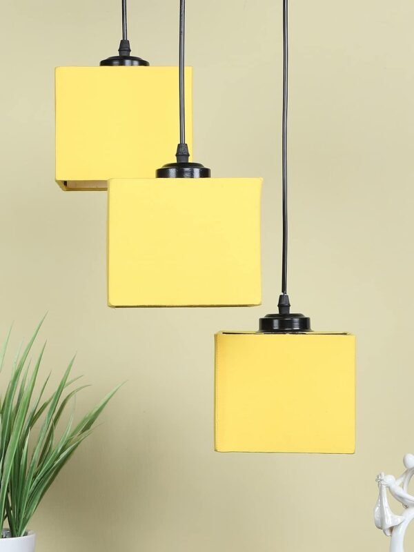 Square Yellow Cotton Cluster Hanging Lamp (SH65)