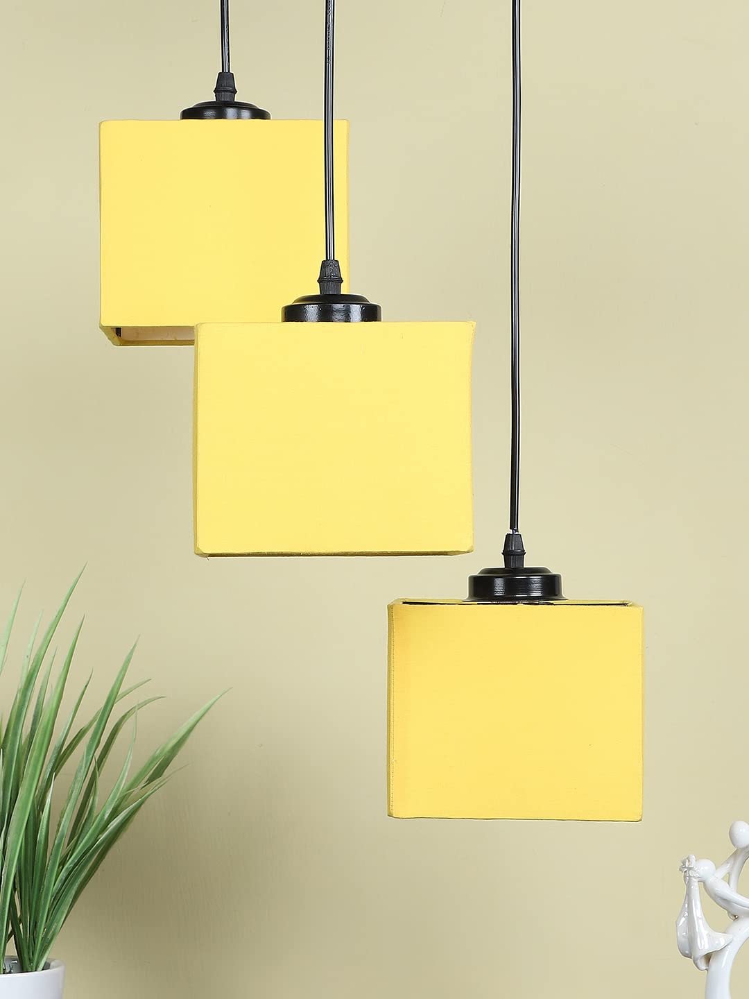 Square Yellow Cotton Cluster Hanging Lamp (SH65)