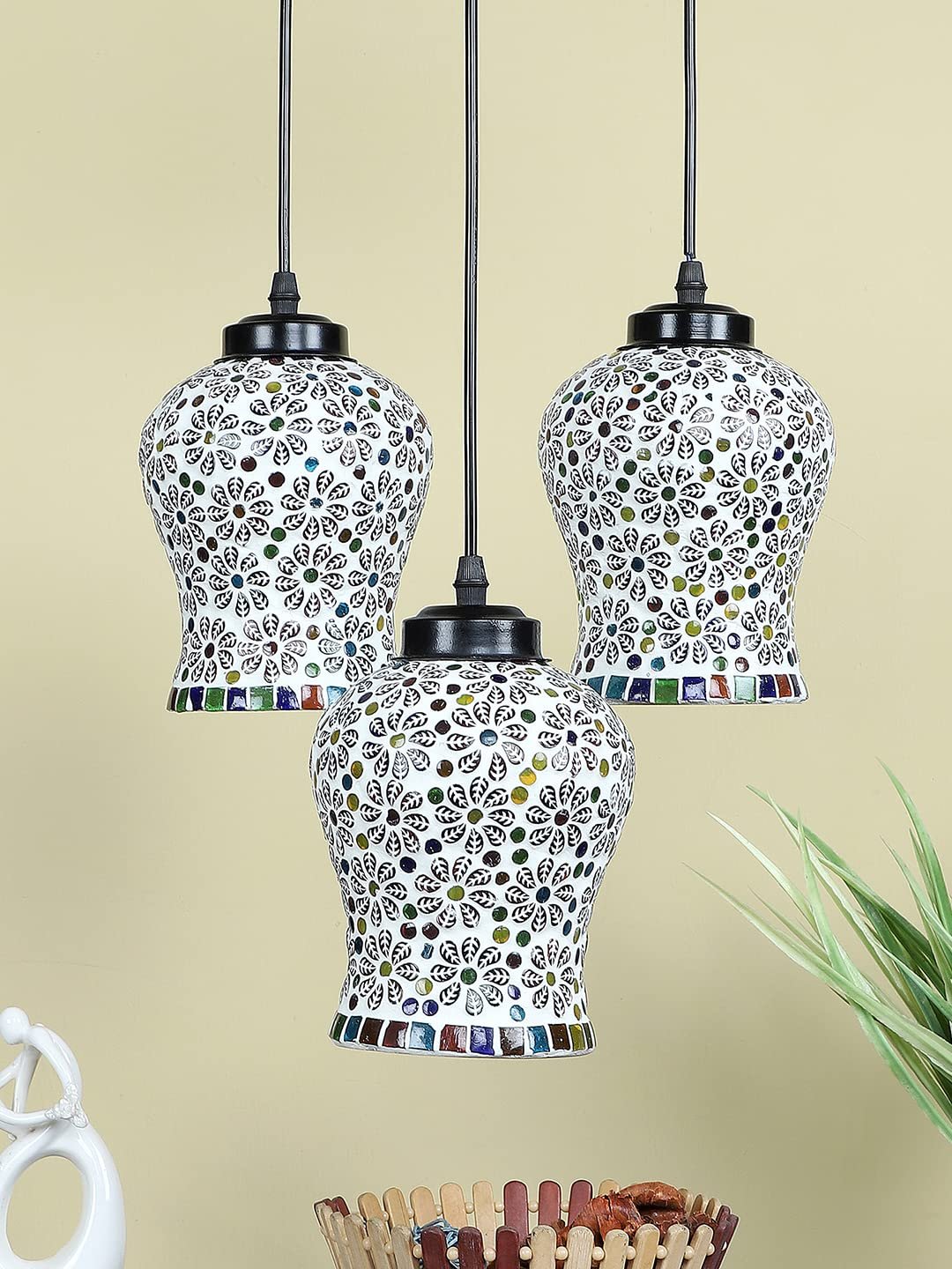 Multicolor Mosaic Glass Cluster Hanging Lamp (SH70)