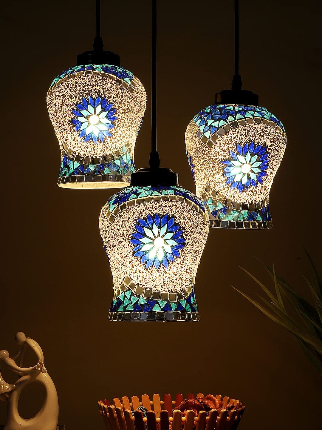 Multicolor Mosaic Glass Cluster Hanging Lamp (SH71)