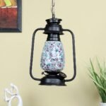 Black Lantern Hanging Lamp with Mosaic Glass (SH75)