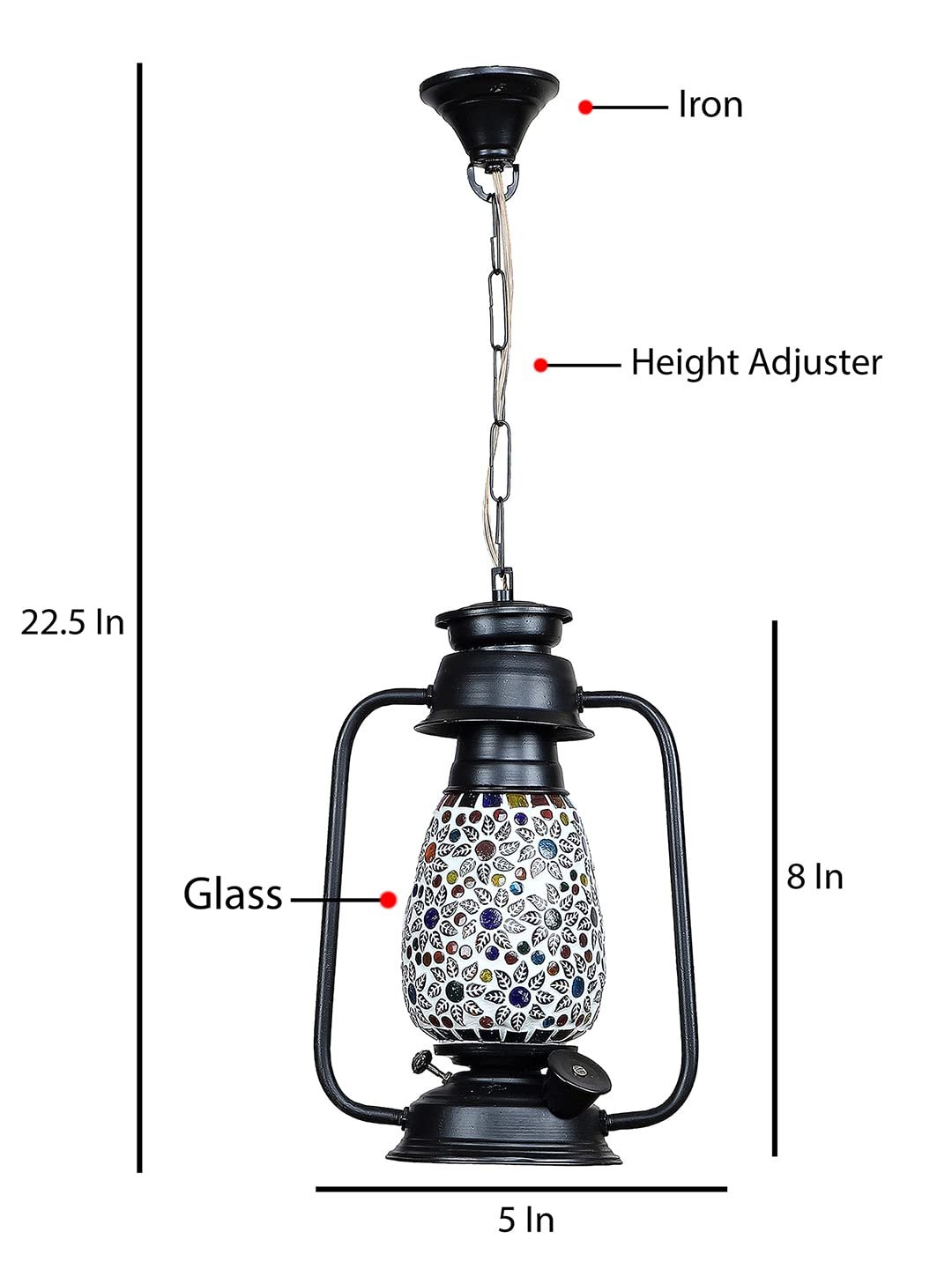 Black Lantern Hanging Lamp with Mosaic Glass (SH76)
