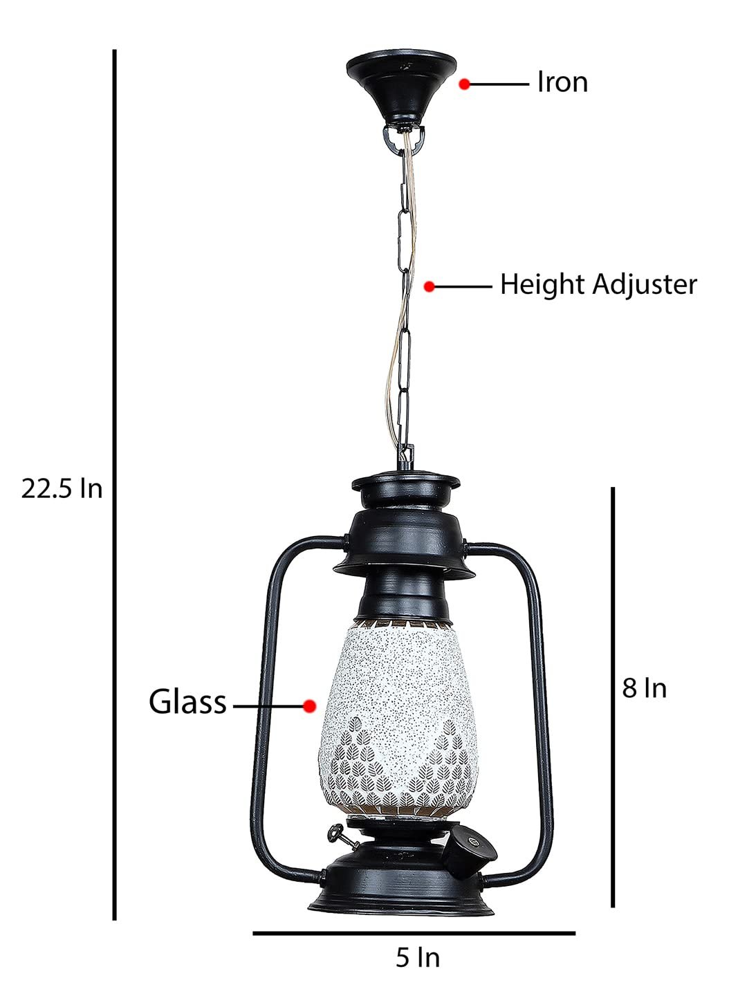 Black Lantern Hanging Lamp with Mosaic Glass (SH77)