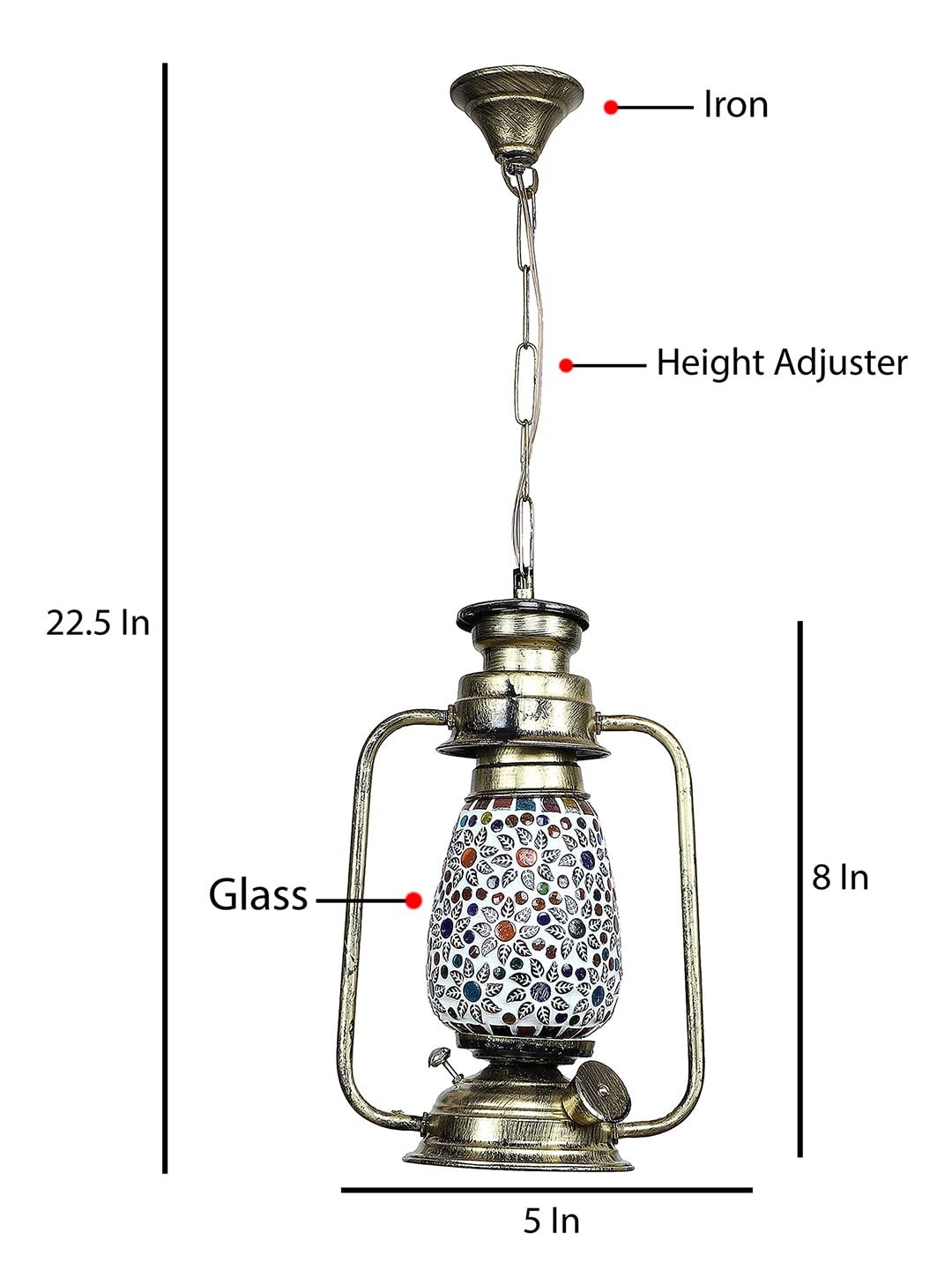 Gold Lantern Hanging Lamp with Mosaic Glass (SH79)