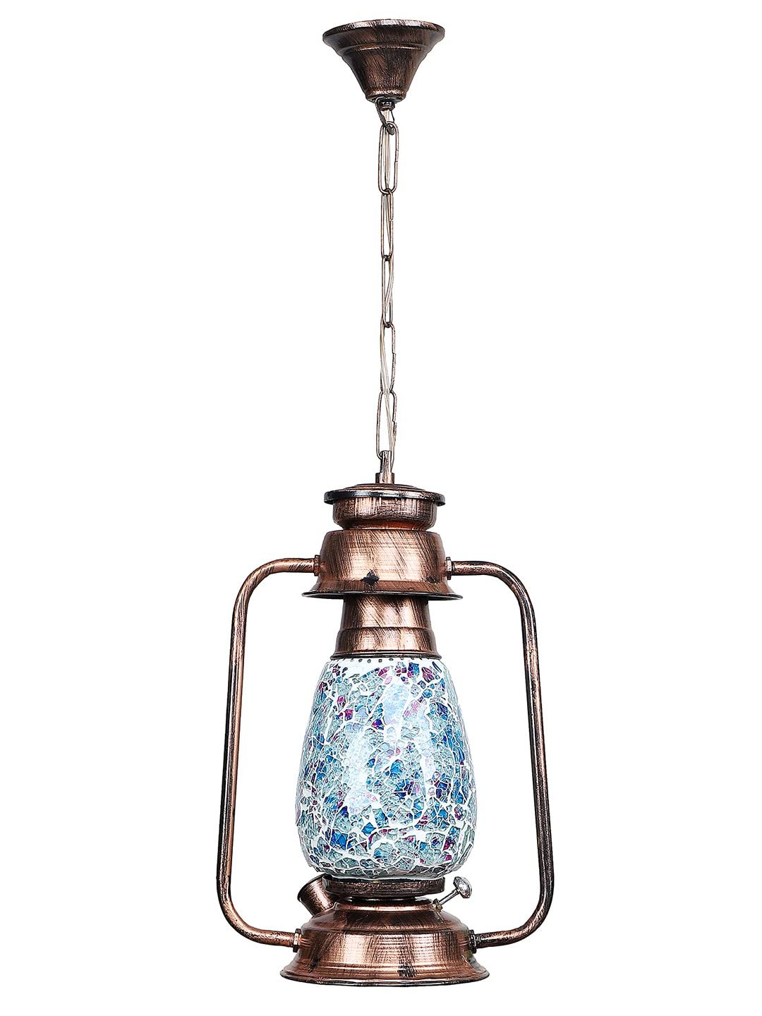 Copper Lantern Hanging Lamp with Mosaic Glass (SH81)