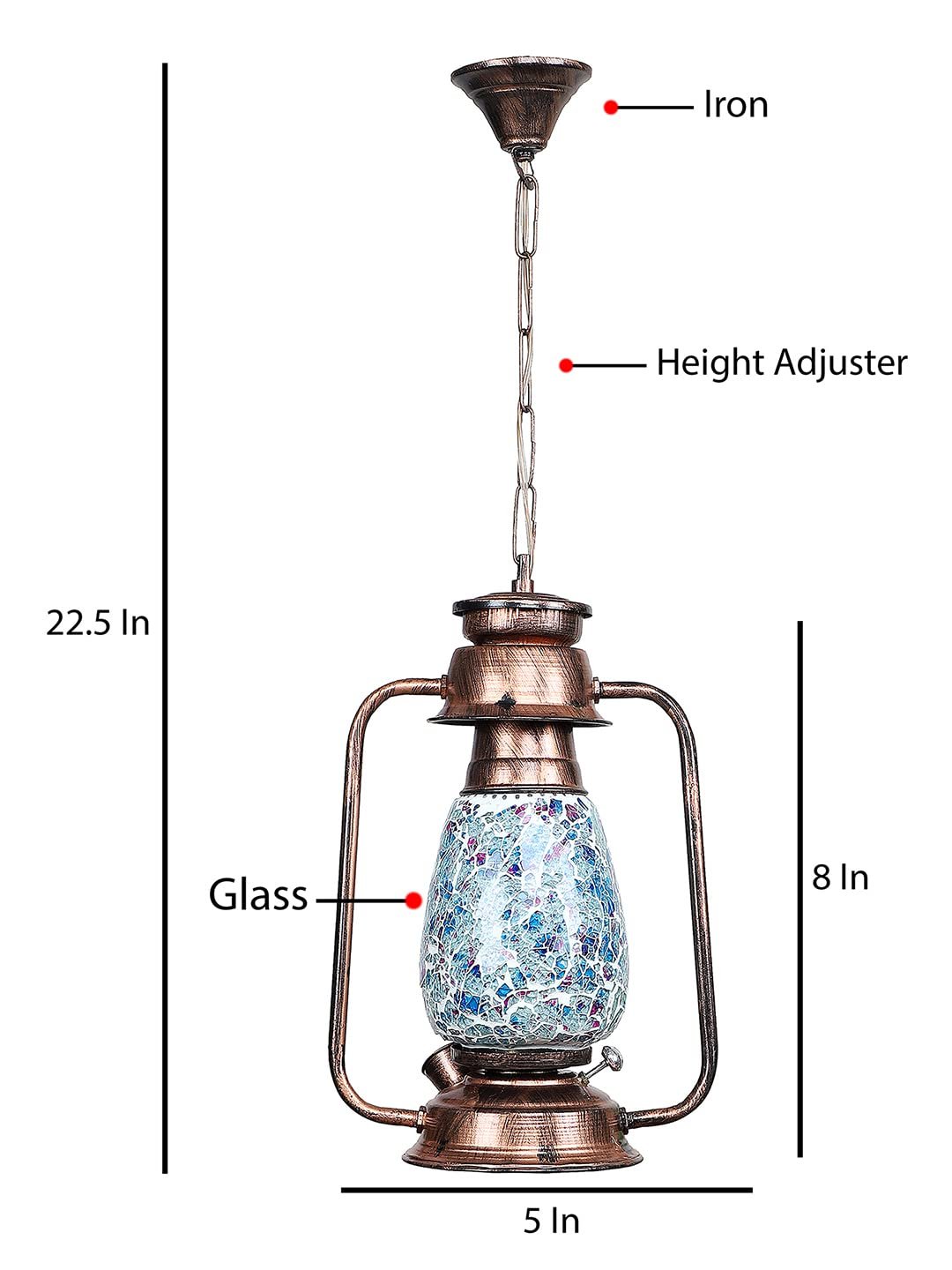 Copper Lantern Hanging Lamp with Mosaic Glass (SH81)