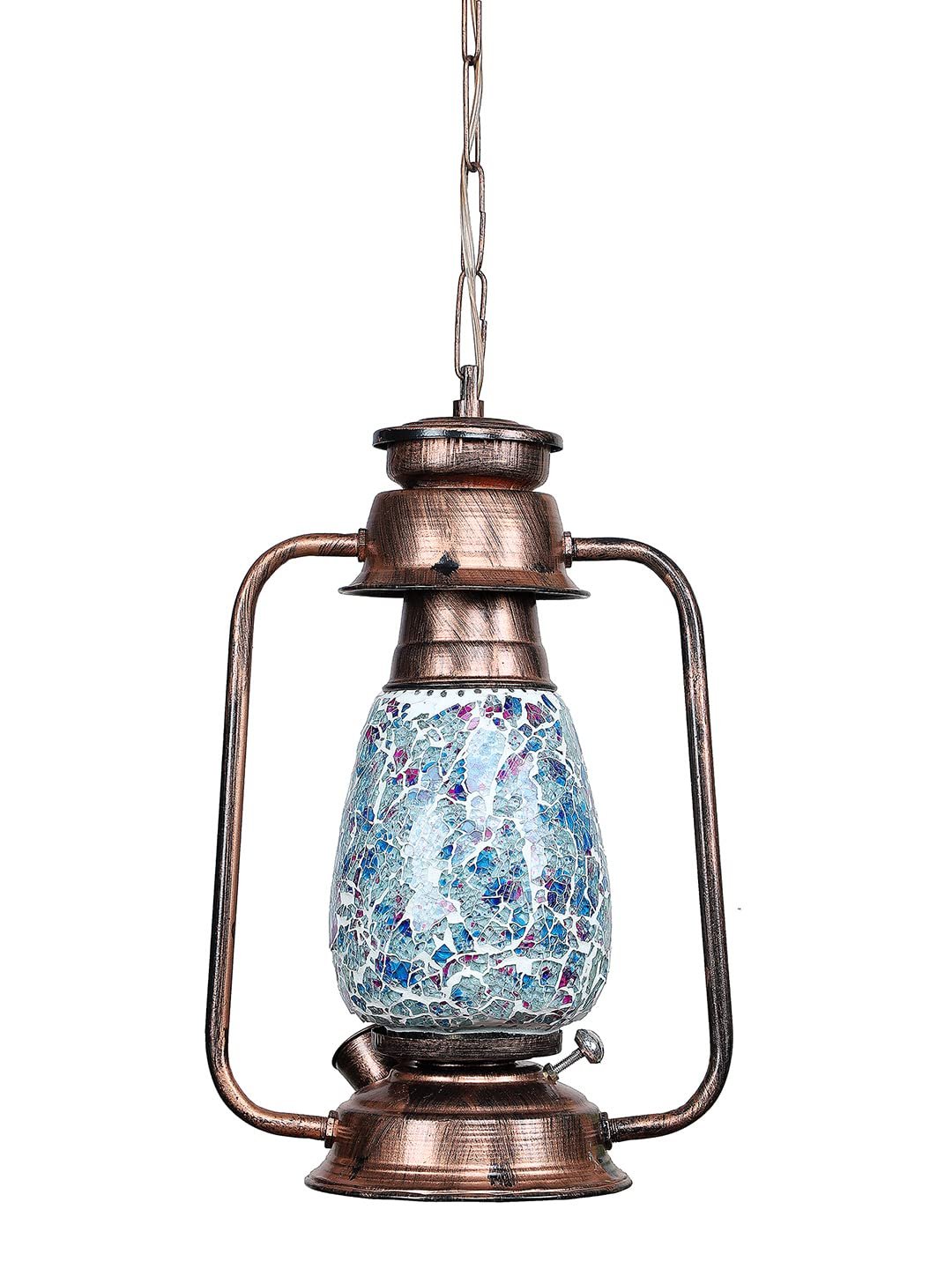 Copper Lantern Hanging Lamp with Mosaic Glass (SH81)