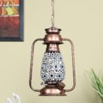 Copper Lantern Hanging Lamp with Mosaic Glass (SH82)