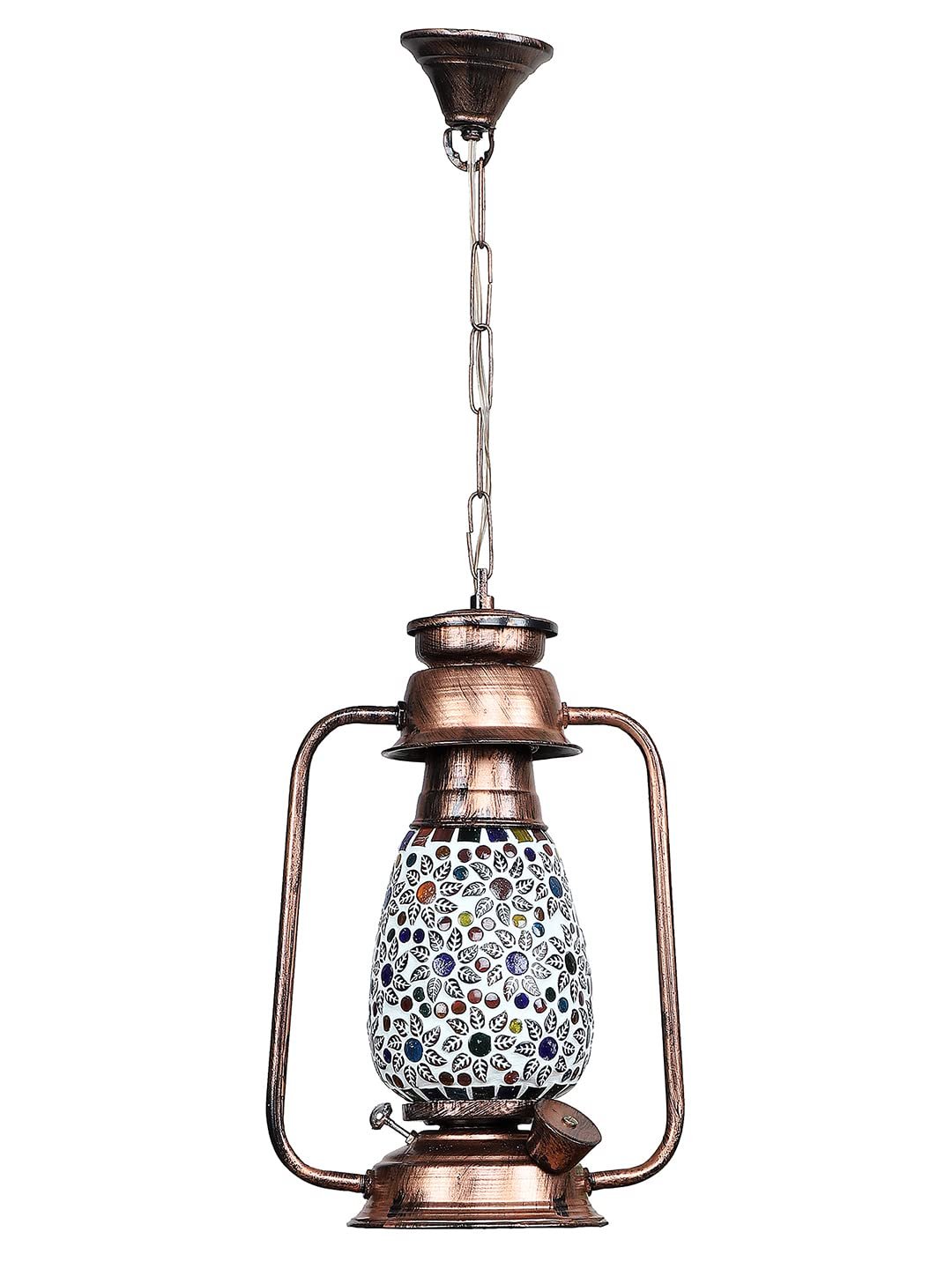 Copper Lantern Hanging Lamp with Mosaic Glass (SH82)