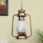 Copper Lantern Hanging Lamp with Mosaic Glass (SH83)