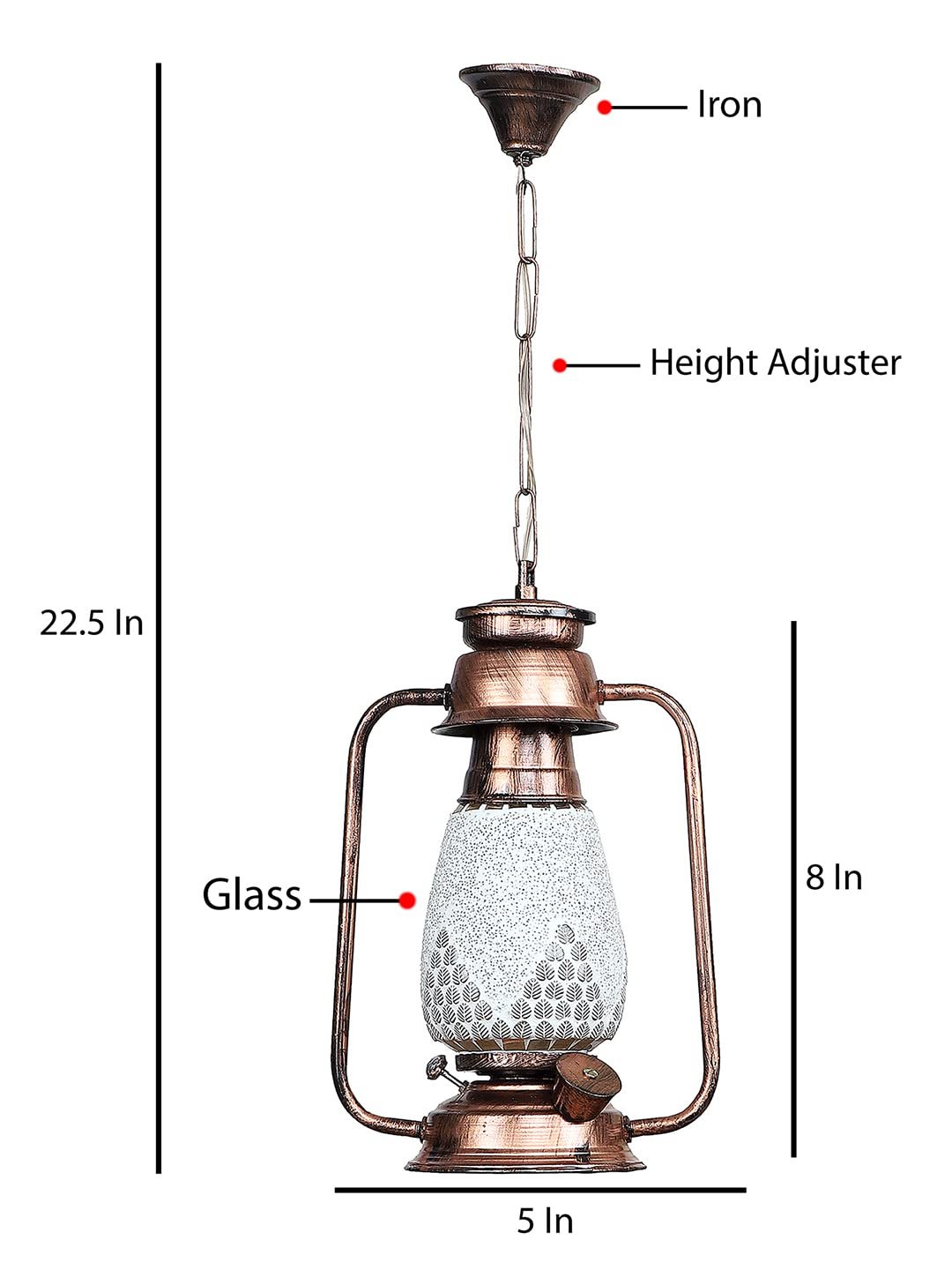 Copper Lantern Hanging Lamp with Mosaic Glass (SH83)
