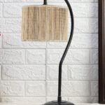 Round Bamboo Curvy Table lamp with Iron Base for Home/Office/Gifting – (Size :11x7x19.75 Inches) (SP00)