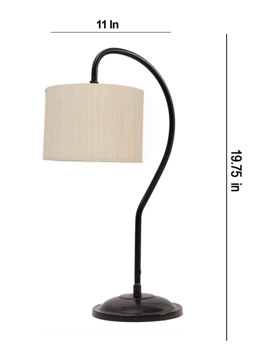 Cotton Curvy Table Lamp with Iron Base (Size : 11x7x19.75Inches, Colour : Off-White) - (SP01)