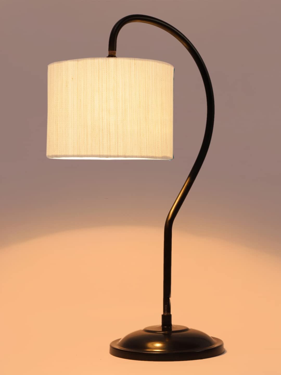 Cotton Curvy Table Lamp with Iron Base (Size : 11x7x19.75Inches, Colour : Off-White) - (SP01)