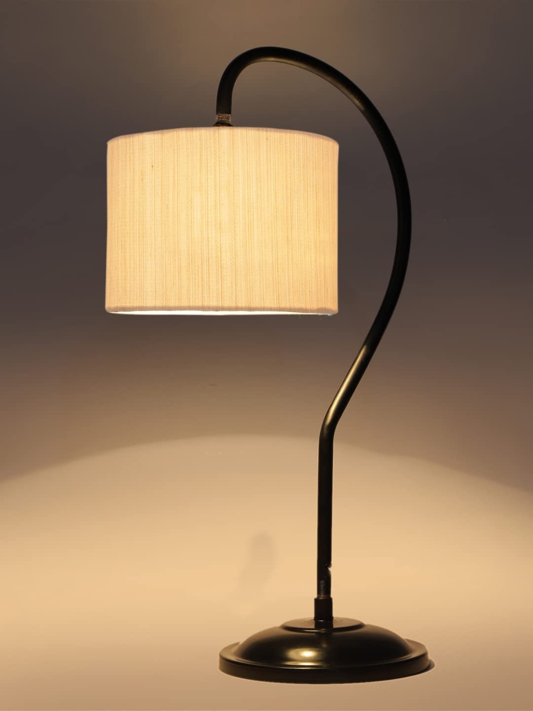 Cotton Curvy Table Lamp with Iron Base (Size : 11x7x19.75Inches, Colour : Off-White) - (SP01)