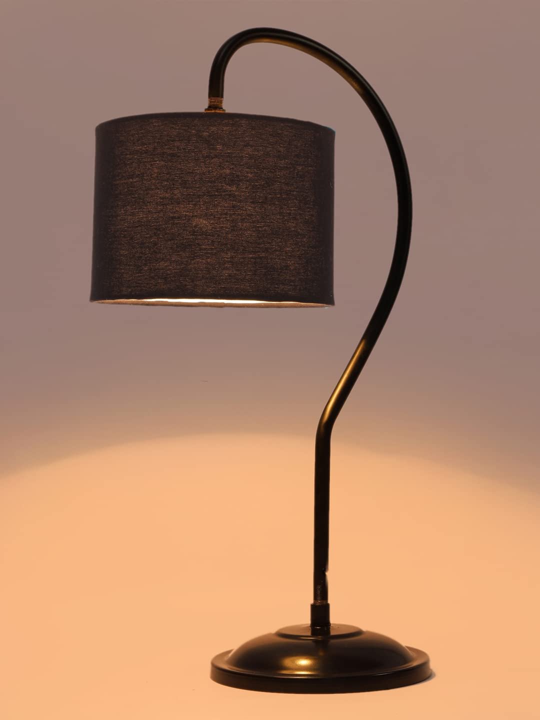 Cotton Curvy Table Lamp with Iron Base for Home/Office/Gifting - (Size : 11x7x19.75Inches, Colour : Black) (SP02)