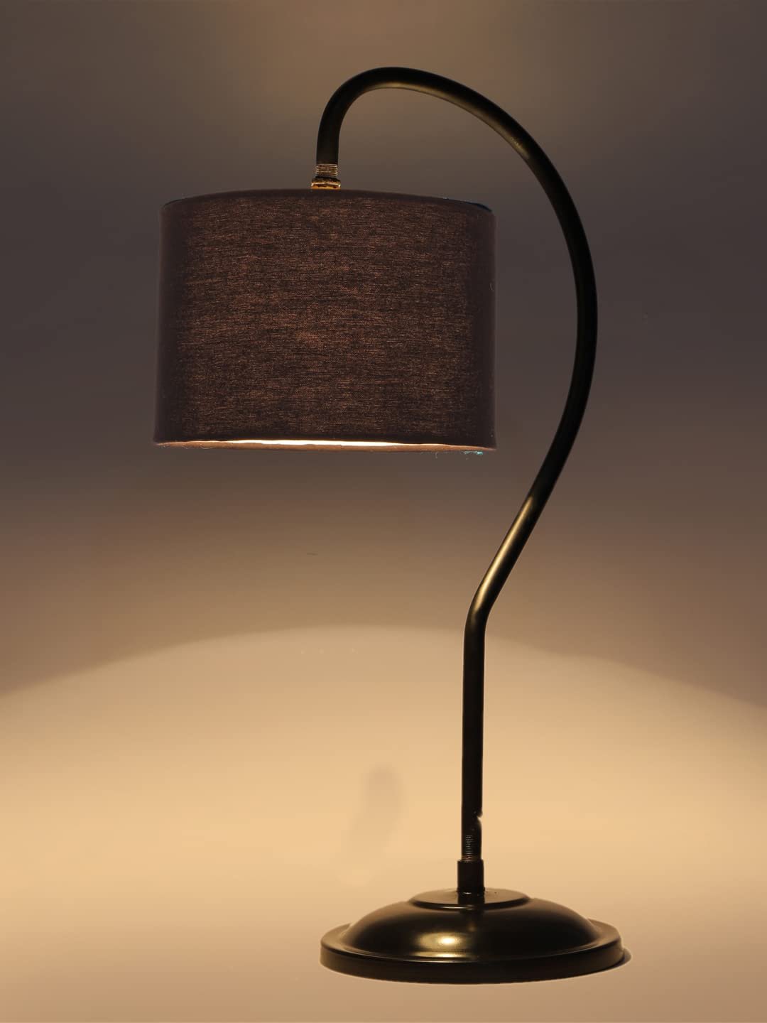 Cotton Curvy Table Lamp with Iron Base for Home/Office/Gifting - (Size : 11x7x19.75Inches, Colour : Black) (SP02)