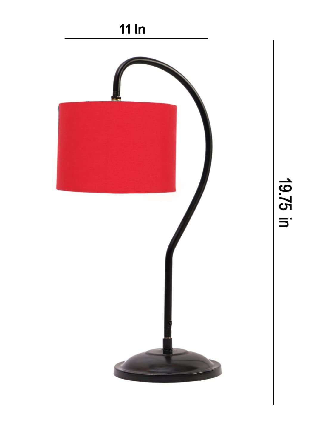 Cotton Curvy Table Lamp with Iron Base for Home/Office/Gifting - (Size : 11x7x19.75Inches, Colour : Red) (SP03)