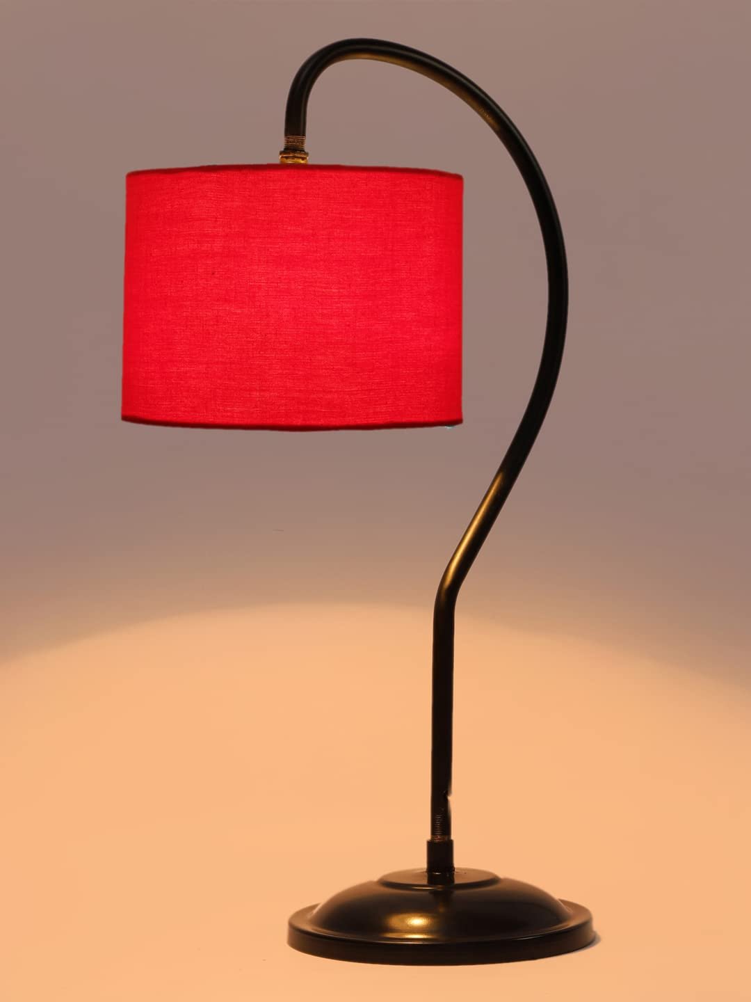 Cotton Curvy Table Lamp with Iron Base for Home/Office/Gifting - (Size : 11x7x19.75Inches, Colour : Red) (SP03)