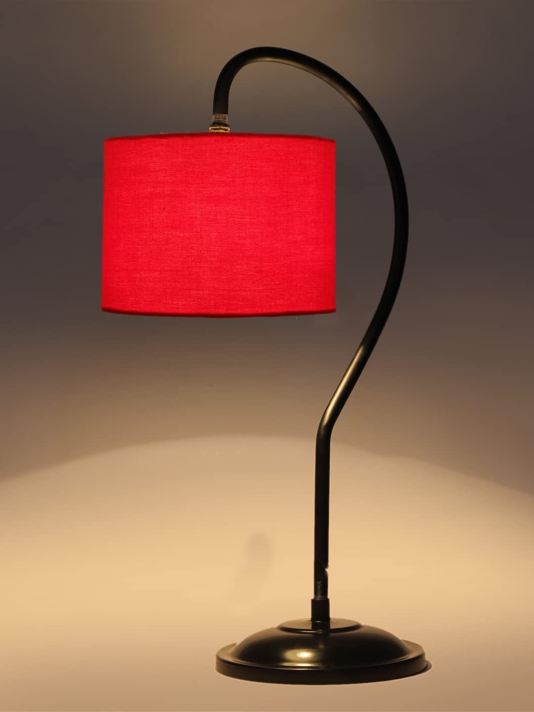 Cotton Curvy Table Lamp with Iron Base for Home/Office/Gifting - (Size : 11x7x19.75Inches, Colour : Red) (SP03)