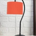 Cotton Curvy Table Lamp with Iron Base for Home/Office/Gifting – (Size : 11x7x19.75Inches, Colour : Orange) (SP04)