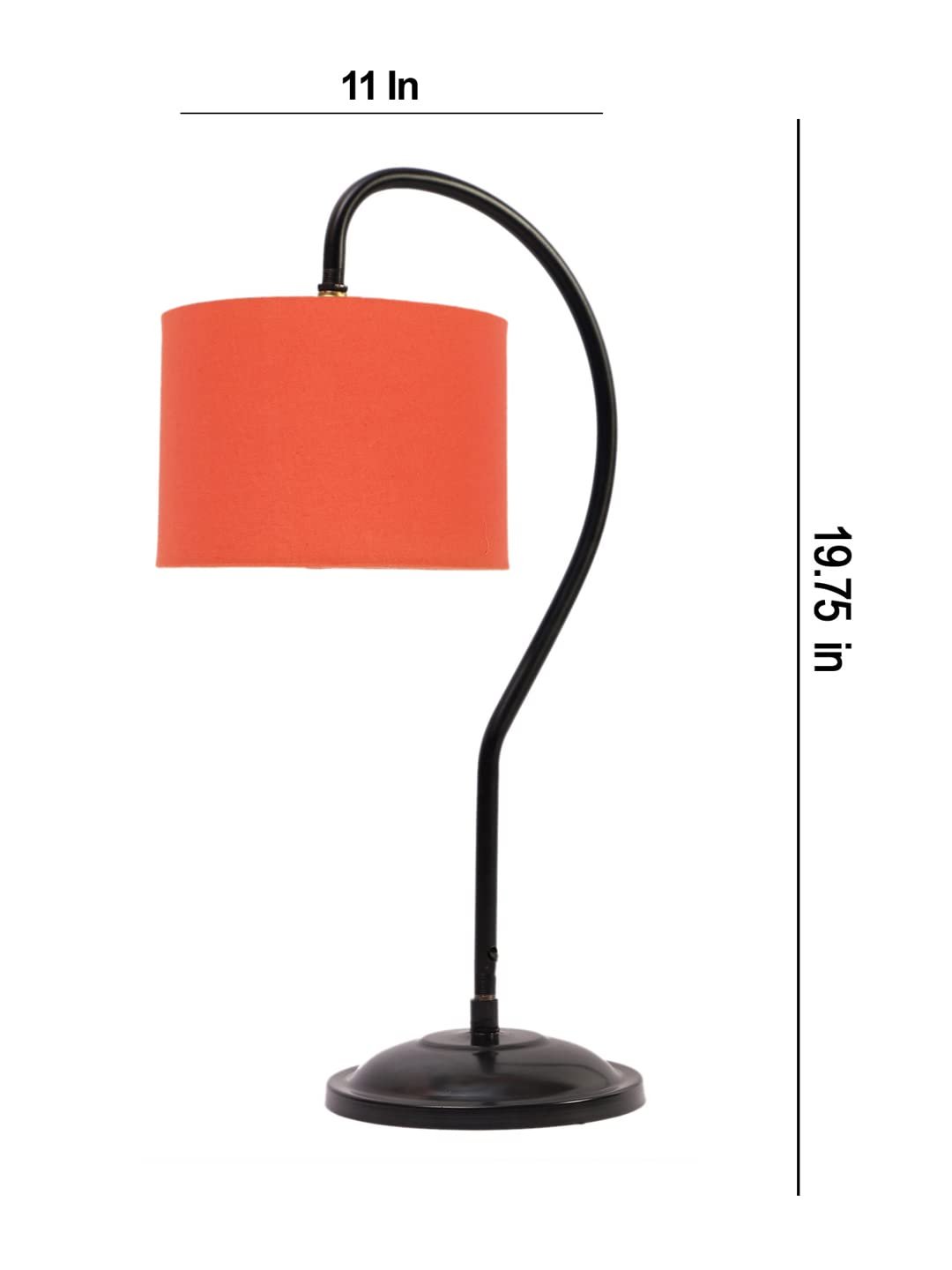Cotton Curvy Table Lamp with Iron Base for Home/Office/Gifting - (Size : 11x7x19.75Inches, Colour : Orange) (SP04)