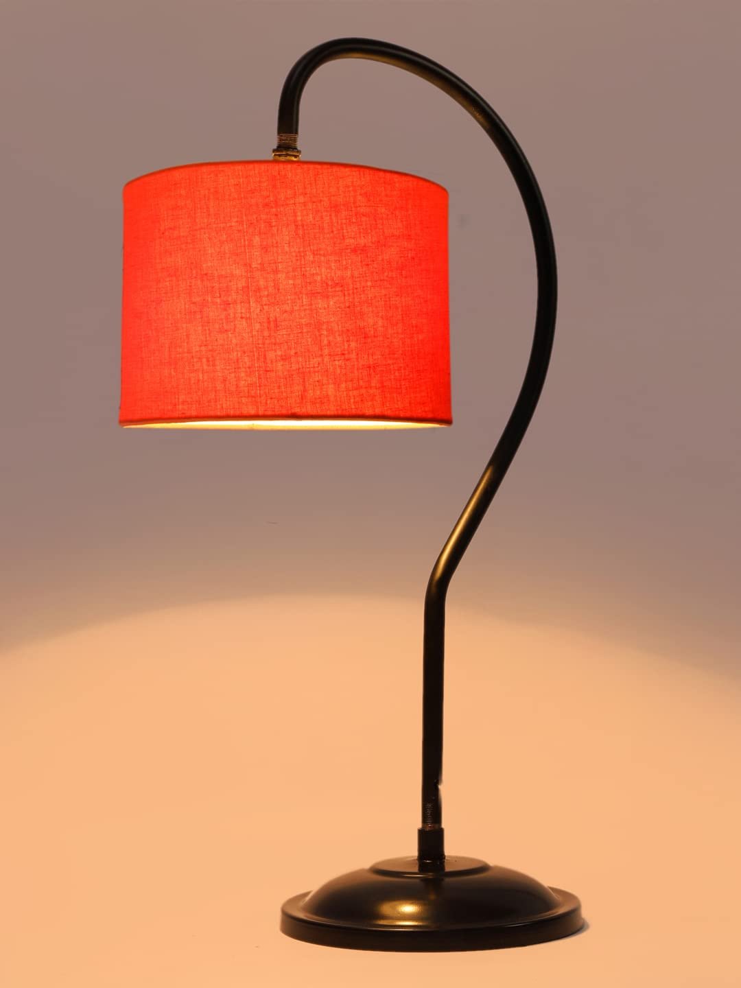 Cotton Curvy Table Lamp with Iron Base for Home/Office/Gifting - (Size : 11x7x19.75Inches, Colour : Orange) (SP04)