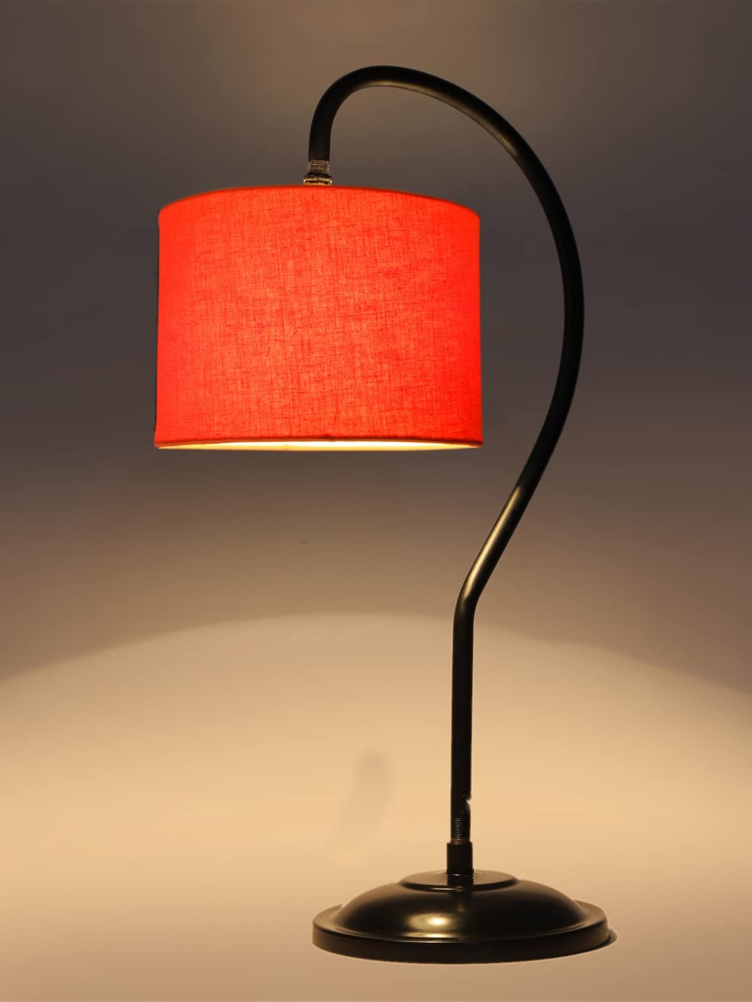 Cotton Curvy Table Lamp with Iron Base for Home/Office/Gifting - (Size : 11x7x19.75Inches, Colour : Orange) (SP04)