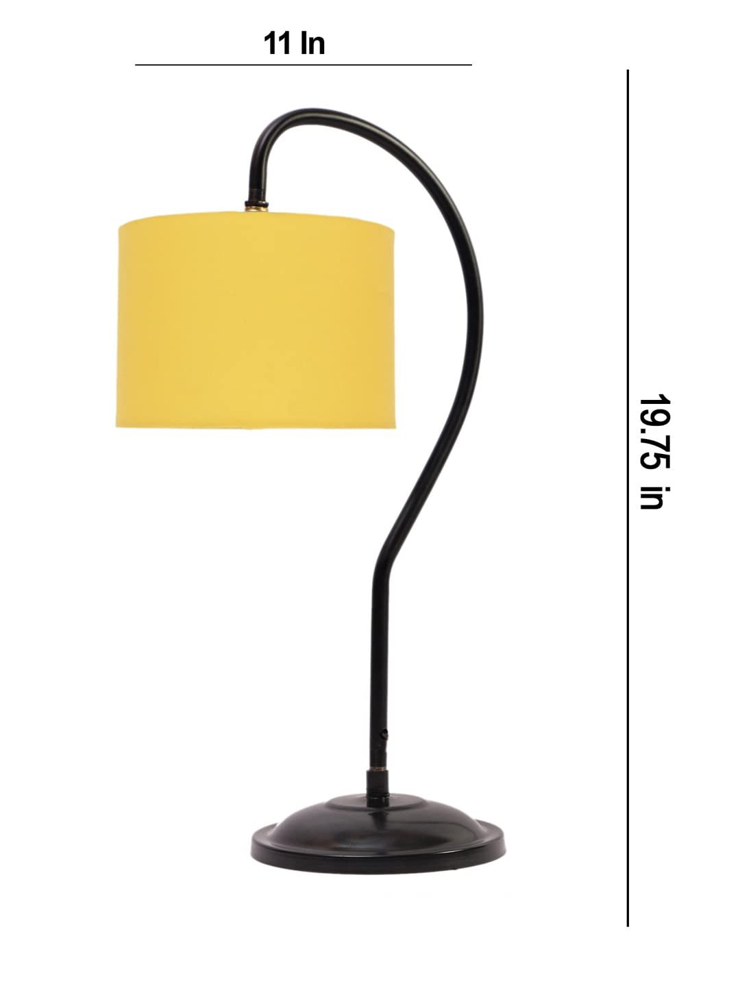 Cotton Curvy Table Lamp with Iron Base for Home/Office/Gifting - (Size : 11x7x19.75Inches, Color : Yellow) (SP)