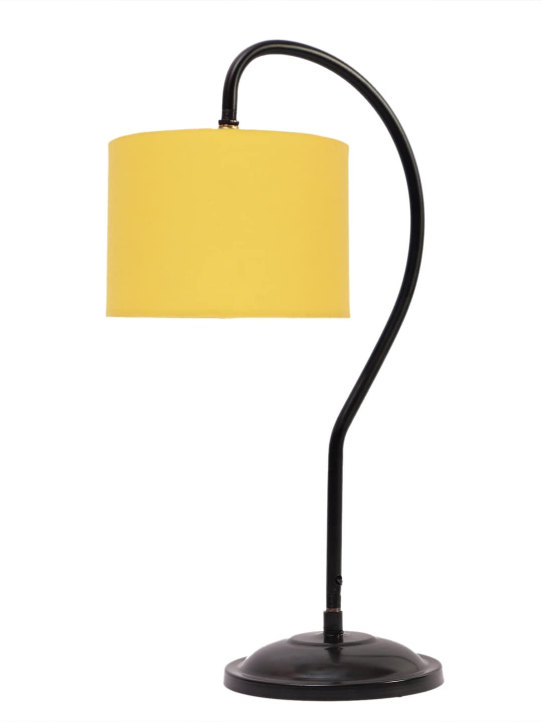 Cotton Curvy Table Lamp with Iron Base for Home/Office/Gifting - (Size : 11x7x19.75Inches, Color : Yellow) (SP)
