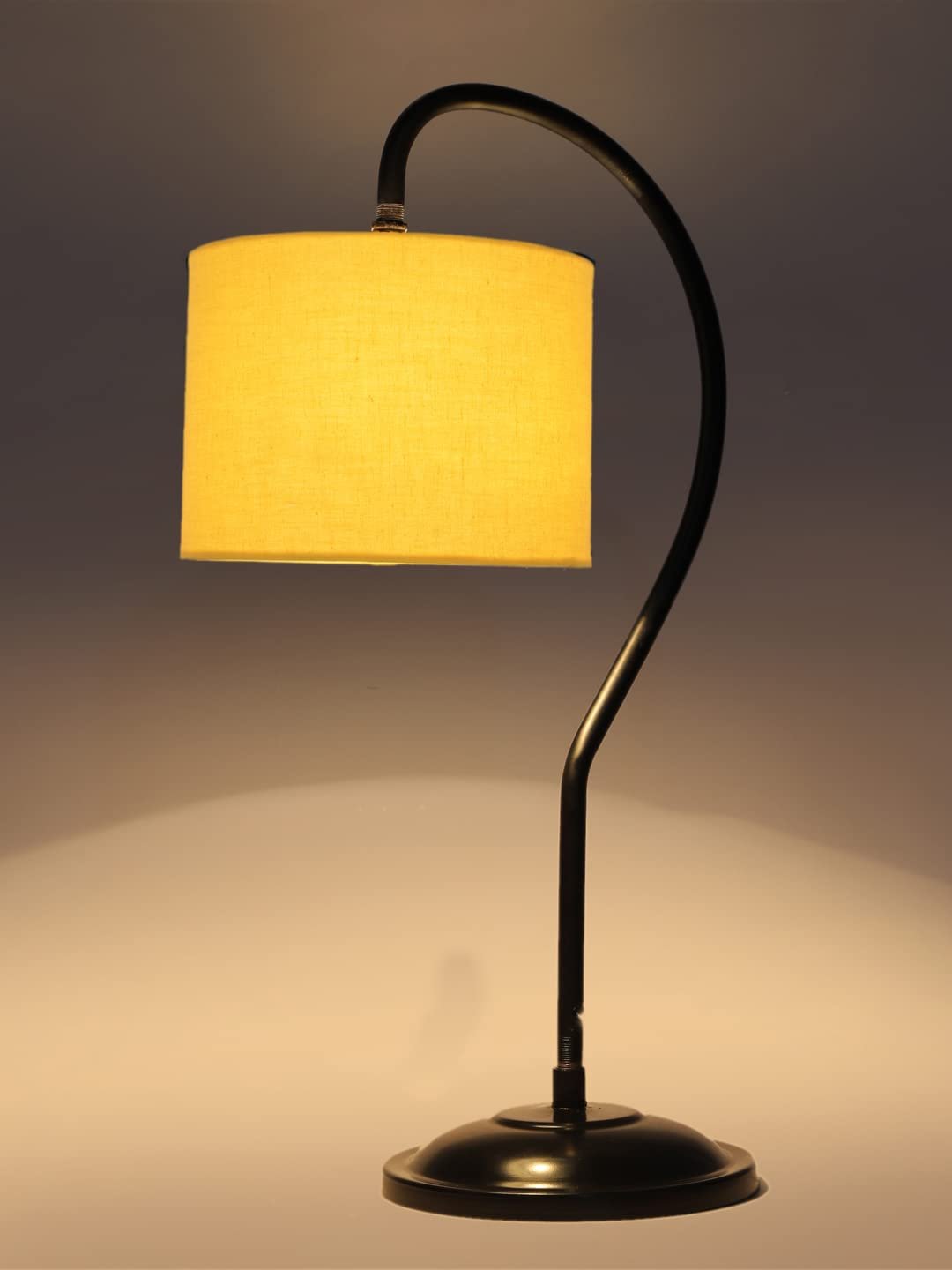 Cotton Curvy Table Lamp with Iron Base for Home/Office/Gifting - (Size : 11x7x19.75Inches, Color : Yellow) (SP)